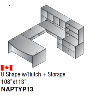 AOSP U Shape w/Hutch + Storage 108x113